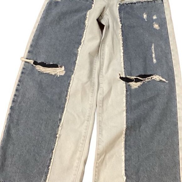 NWT Forever 21 Distressed Reworked Wide-Leg Jeans Sz 26 - Picture 14 of 14